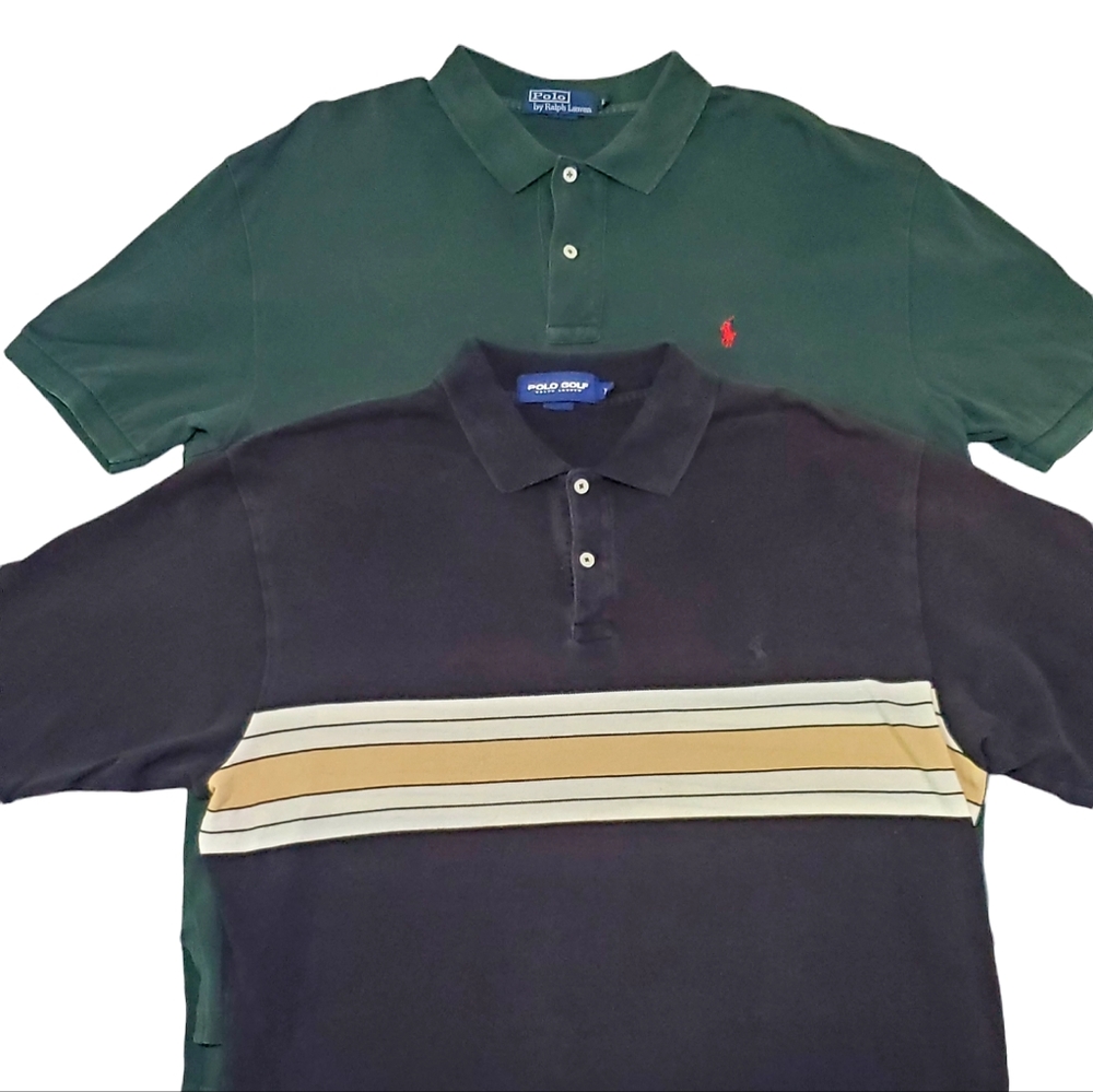 Lot of 2 Vintage Polo Ralph Lauren Polo Shirts Men's Size Large